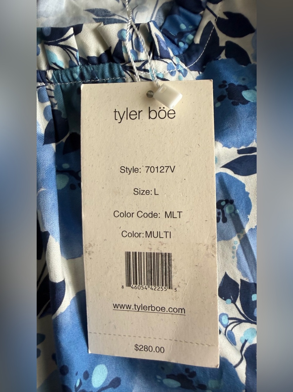 Tyler Böe Blue Floral Cotton Tiered Mini Dress NWT L - Picture 11 of 13